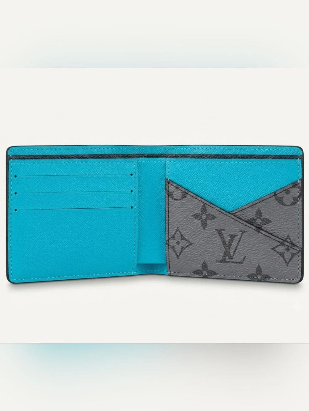 Genuine Leather Reverse Monogram Coated Canvas Bi-Fold Wallet w/Box + Dust Bag